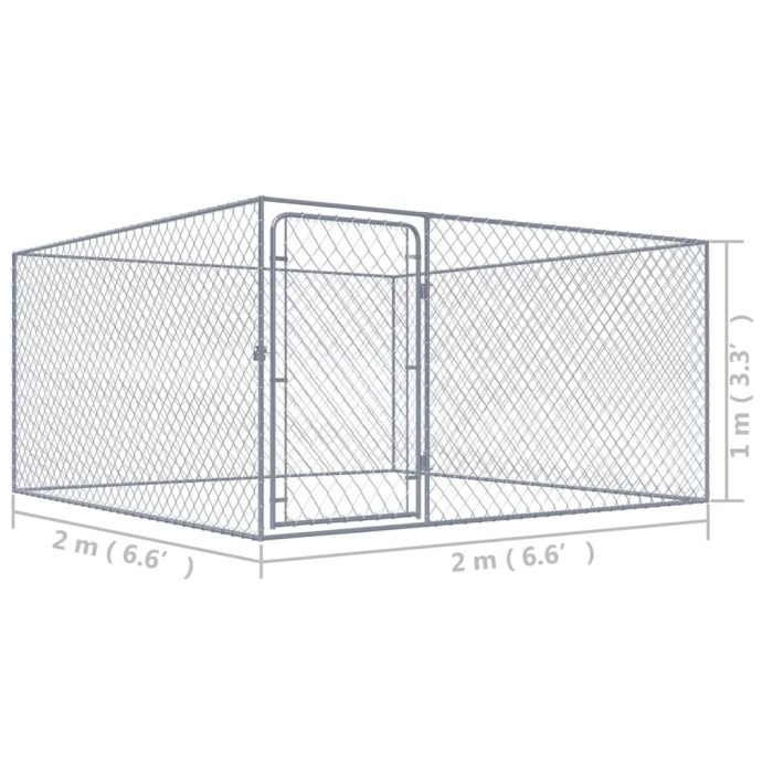 TrendyXL Hondenkennel voor buiten 2x2x1 m gegalvaniseerd staal