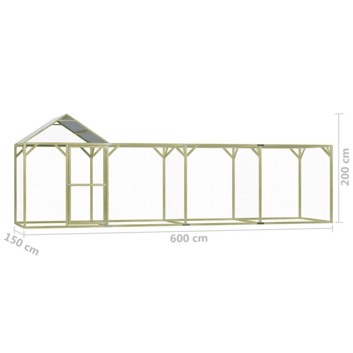 TrendyXL Kippenhok 6x1,5x2 m geïmpregneerd grenenhout