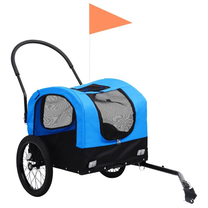 TrendyXL Fietstrailer en hondenwagen 2-in-1 blauw en zwart