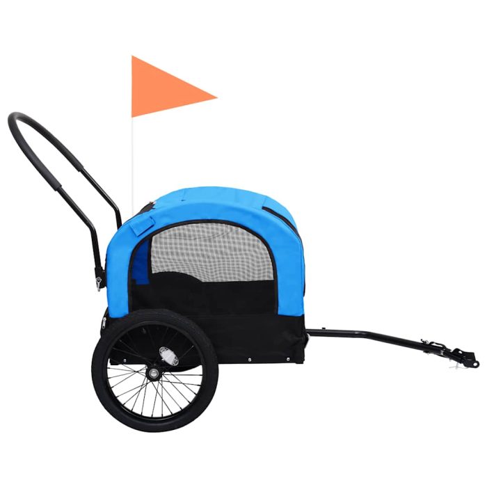 TrendyXL Fietstrailer en hondenwagen 2-in-1 blauw en zwart