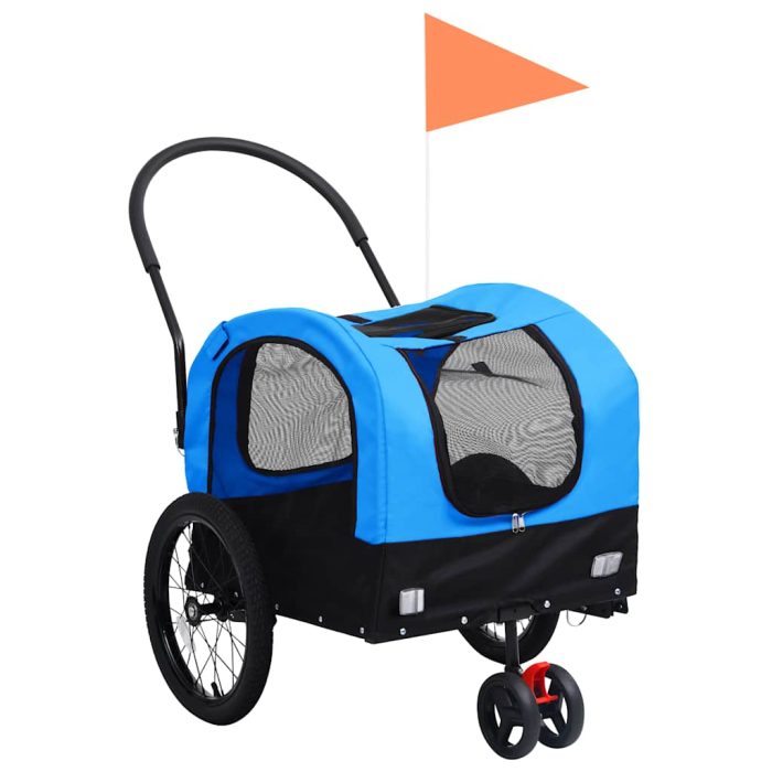 TrendyXL Fietstrailer en hondenwagen 2-in-1 blauw en zwart