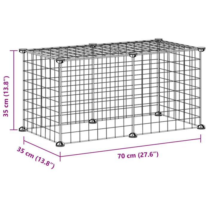 TrendyXL Huisdierenkooi met 8 panelen 35x35 cm staal zwart