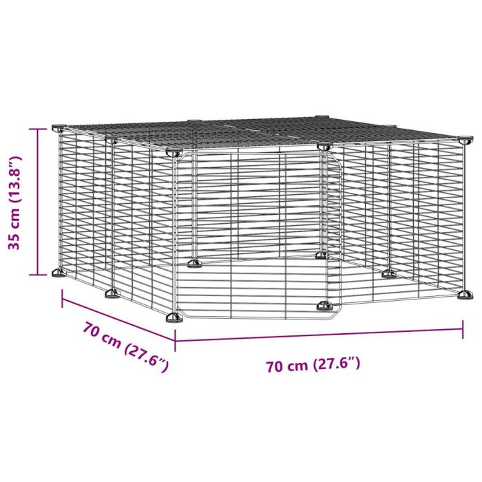 TrendyXL Huisdierenkooi met deur 12 panelen 35x35 cm staal zwart