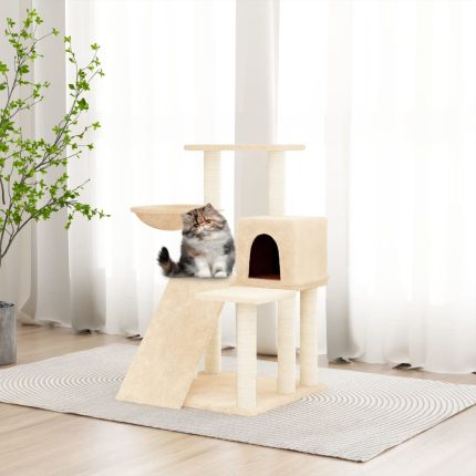 TrendyXL Kattenmeubel met sisal krabpalen 82 cm crèmekleurig