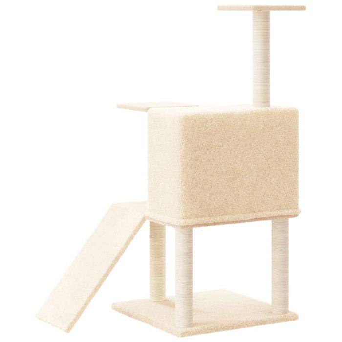 TrendyXL Kattenmeubel met sisal krabpalen 109 cm crèmekleurig