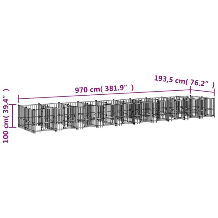 TrendyXL Hondenkennel voor buiten 18,77 m² staal