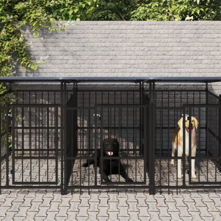 TrendyXL Hondenkennel met dak 7,51 m² staal