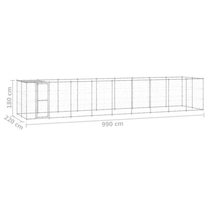 TrendyXL Hondenkennel met dak 21,78 m² gegalvaniseerd staal