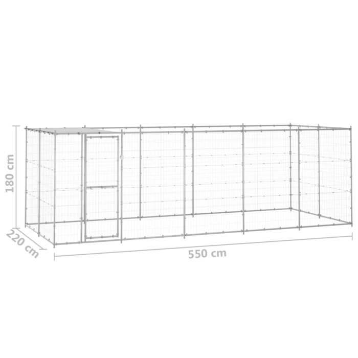 TrendyXL Hondenkennel met dak 12,1 m² gegalvaniseerd staal