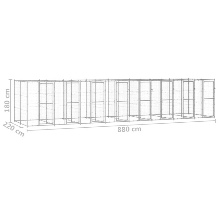 TrendyXL Hondenkennel 19,36 m² gegalvaniseerd staal