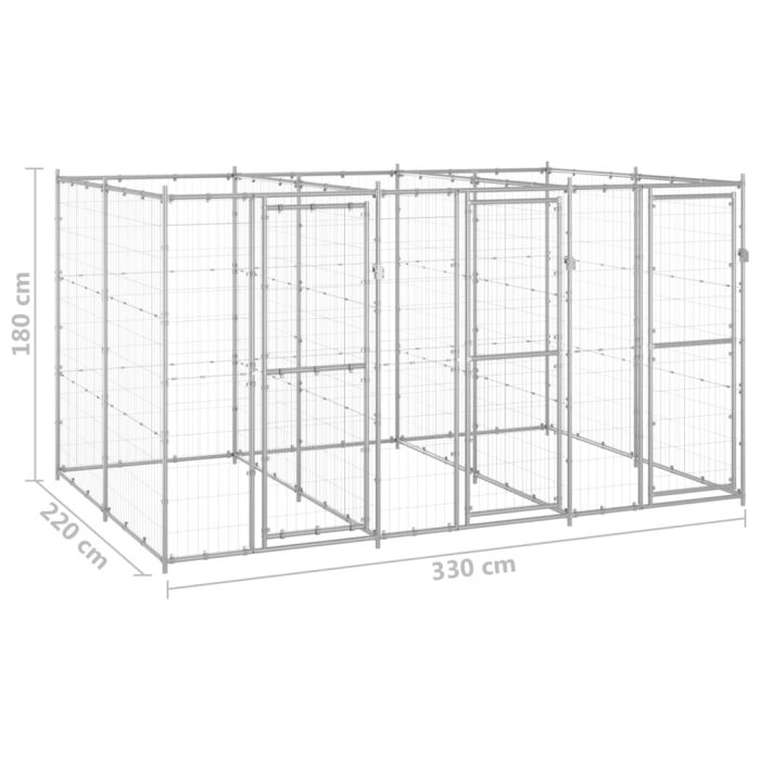 TrendyXL Hondenkennel 7,26 m² gegalvaniseerd staal