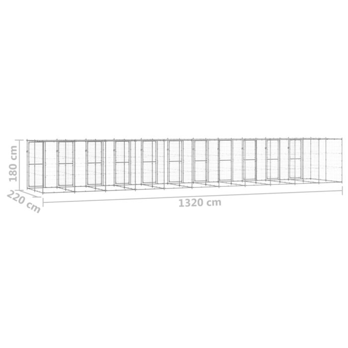 TrendyXL Hondenkennel met dak 29,04 m² gegalvaniseerd staal