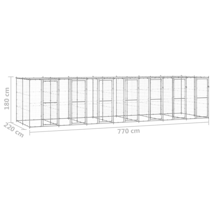 TrendyXL Hondenkennel met dak 16,94 m² gegalvaniseerd staal