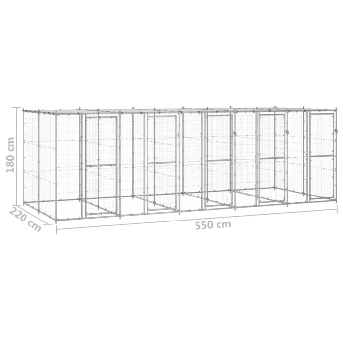 TrendyXL Hondenkennel met dak 12,1 m² gegalvaniseerd staal