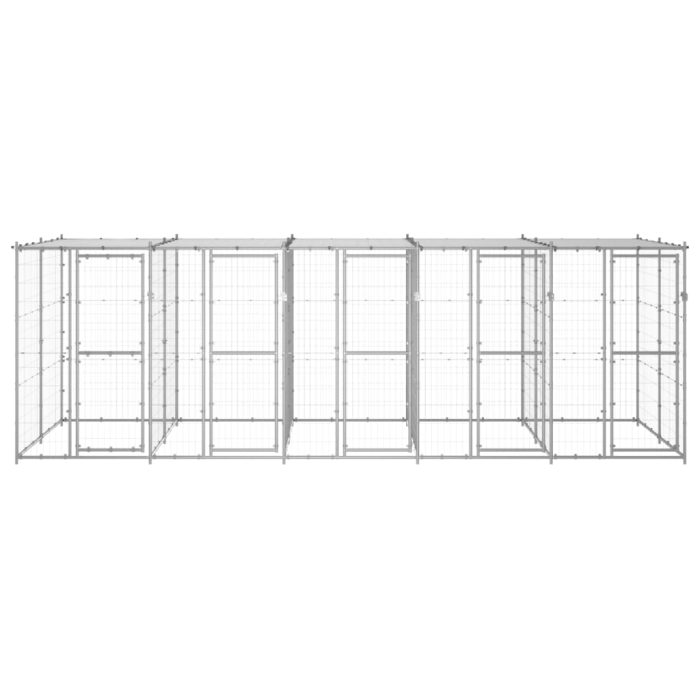 TrendyXL Hondenkennel met dak 12,1 m² gegalvaniseerd staal