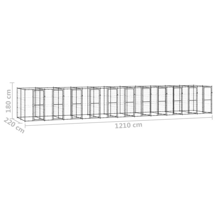 TrendyXL Hondenkennel 26,62 m² staal