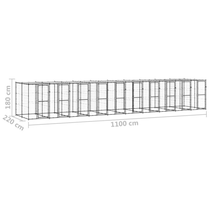 TrendyXL Hondenkennel met dak 24,2 m² staal