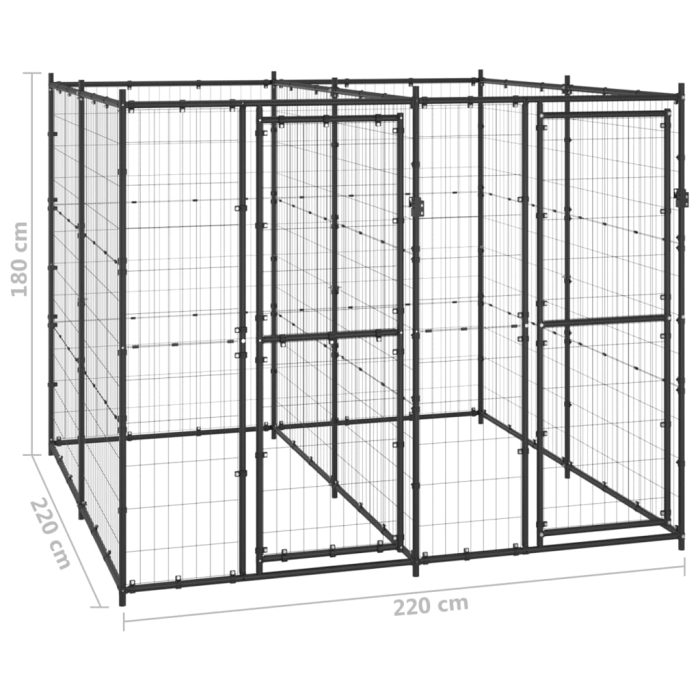 TrendyXL Hondenkennel 4,84 m² staal