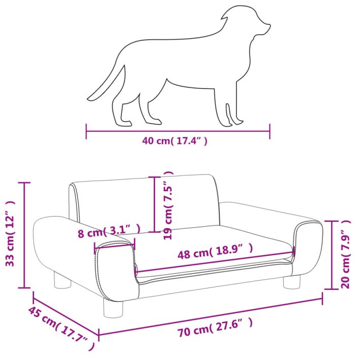 TrendyXL Hondenmand 70x45x33 cm fluweel bruin