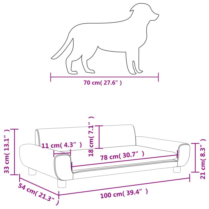 TrendyXL Hondenmand 100x54x33 cm fluweel crèmekleurig