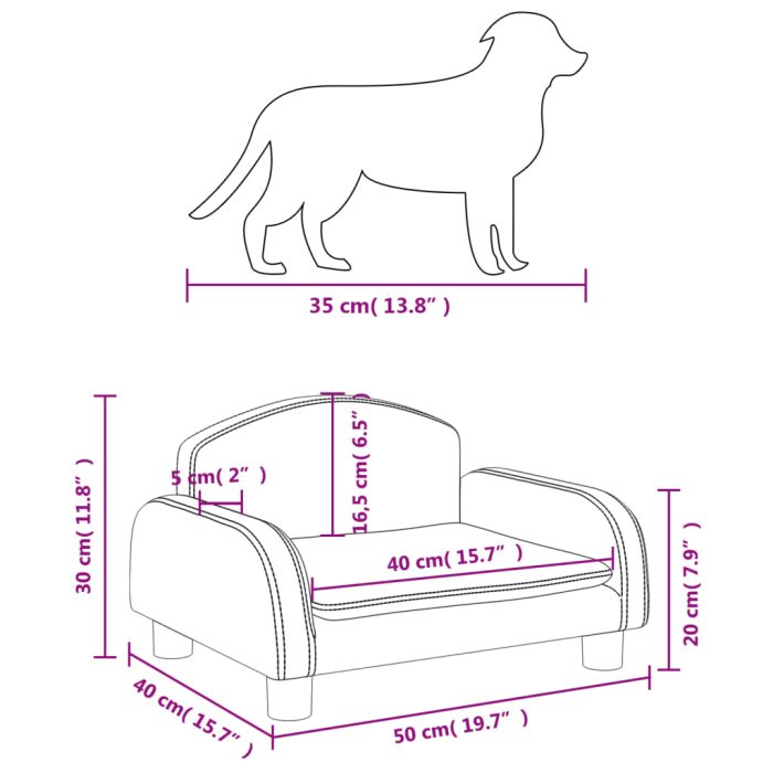 TrendyXL Hondenmand 50x40x30 cm stof donkergrijs