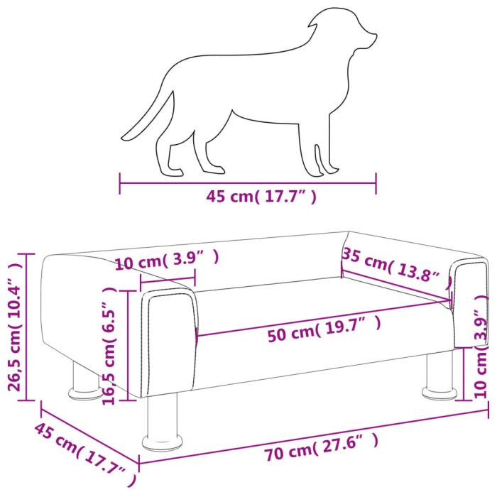 TrendyXL Hondenmand 70x45x26,5 cm fluweel crèmekleurig