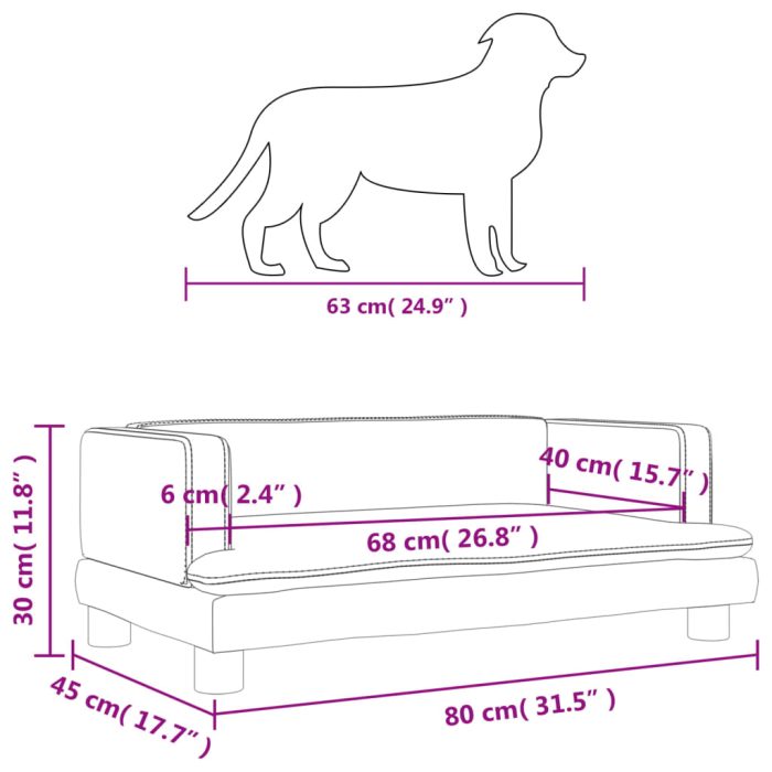 TrendyXL Hondenmand 80x45x30 cm fluweel donkergrijs