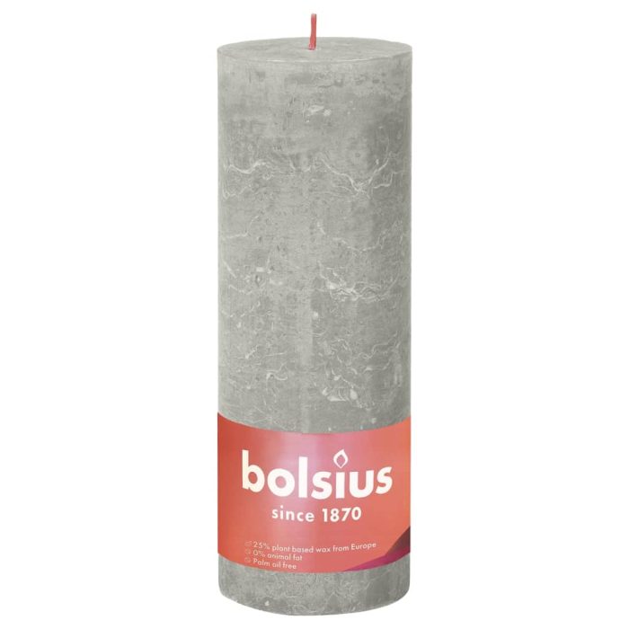 Bolsius Stompkaarsen Shine 4 st rustiek 190x68 mm zandgrijs