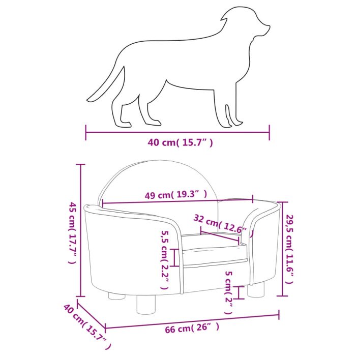 TrendyXL Hondenmand 66x40x45 cm fluweel donkergrijs