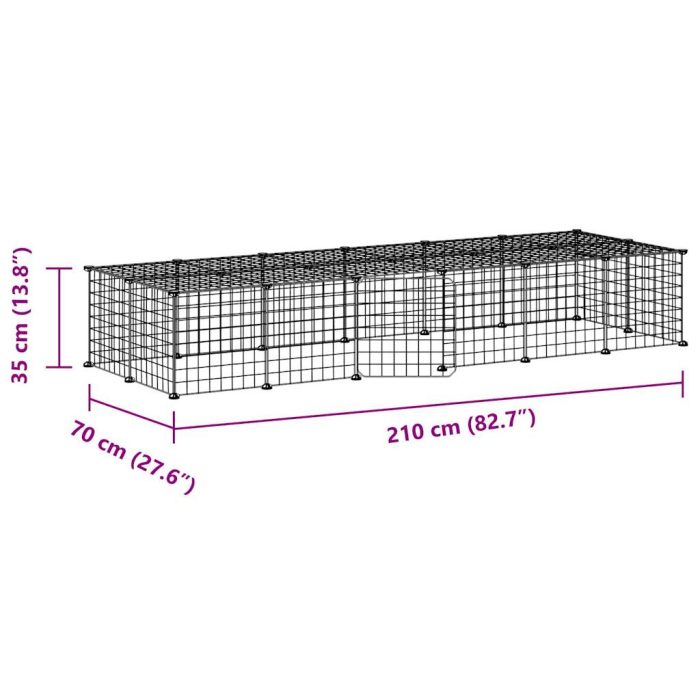 TrendyXL Huisdierenkooi met deur 28 panelen 35x35 cm staal zwart