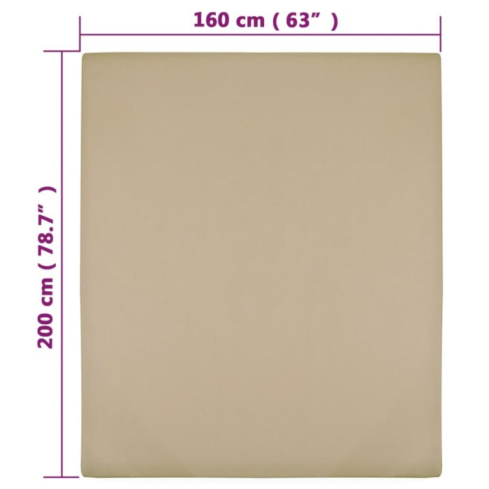 TrendyXL Hoeslaken jersey 160x200 cm katoen taupe