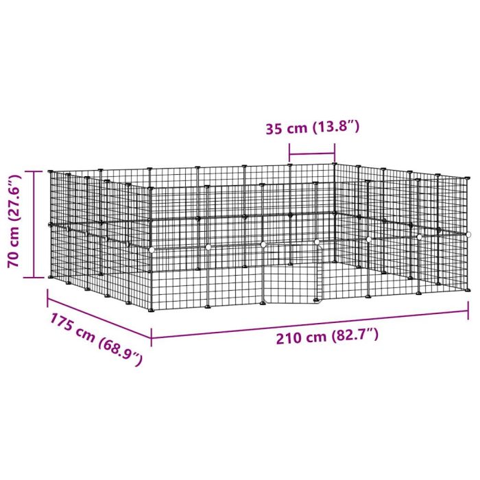 TrendyXL Huisdierenkooi met deur 44 panelen 35x35 cm staal zwart