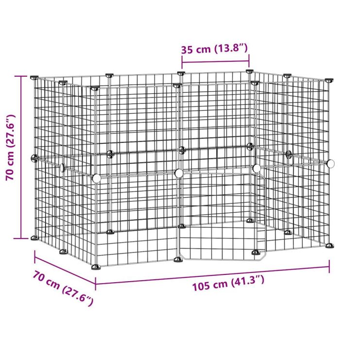 TrendyXL Huisdierenkooi met deur 20 panelen 35x35 cm staal zwart