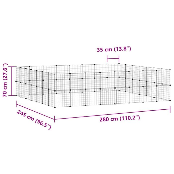 TrendyXL Huisdierenkooi met deur 60 panelen 35x35 cm staal zwart