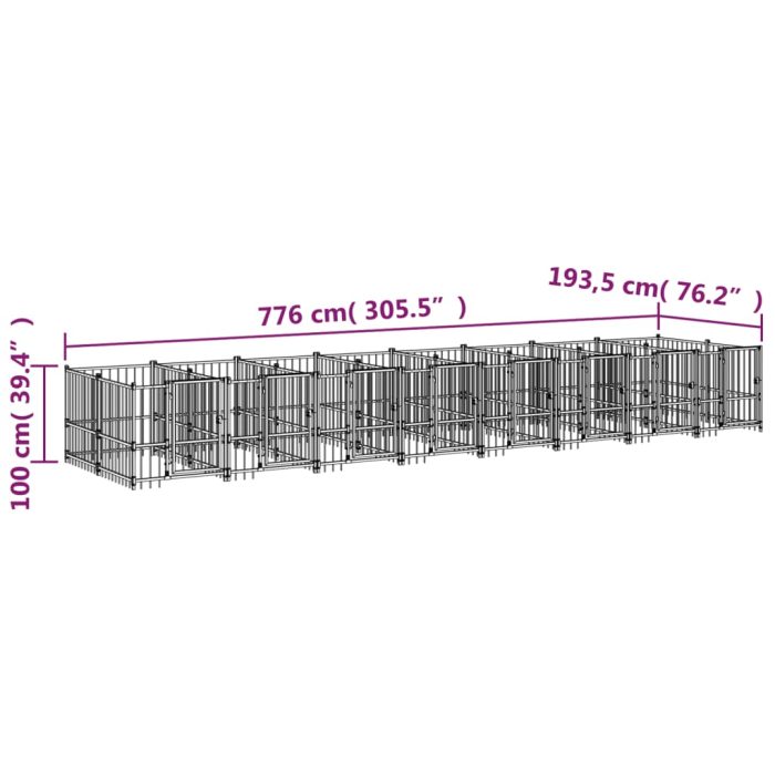 TrendyXL Hondenkennel voor buiten 15,02 m² staal