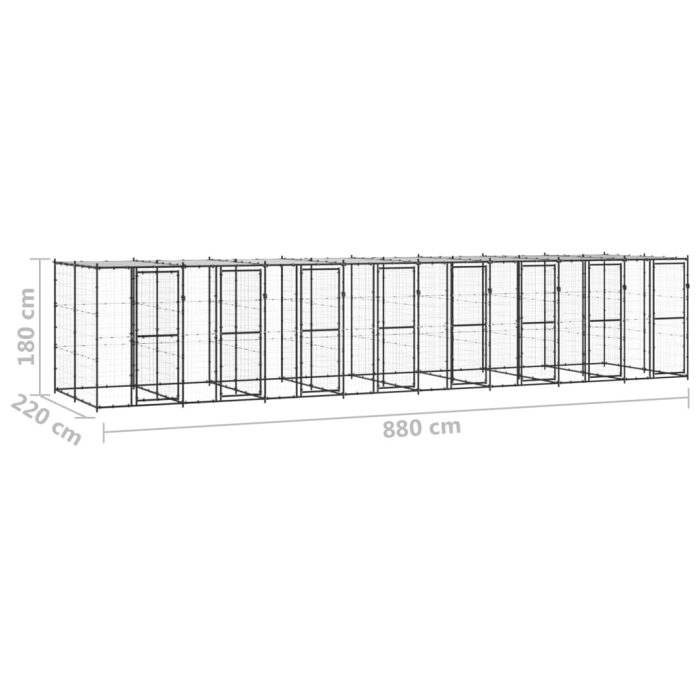 TrendyXL Hondenkennel met dak 19,36 m² staal