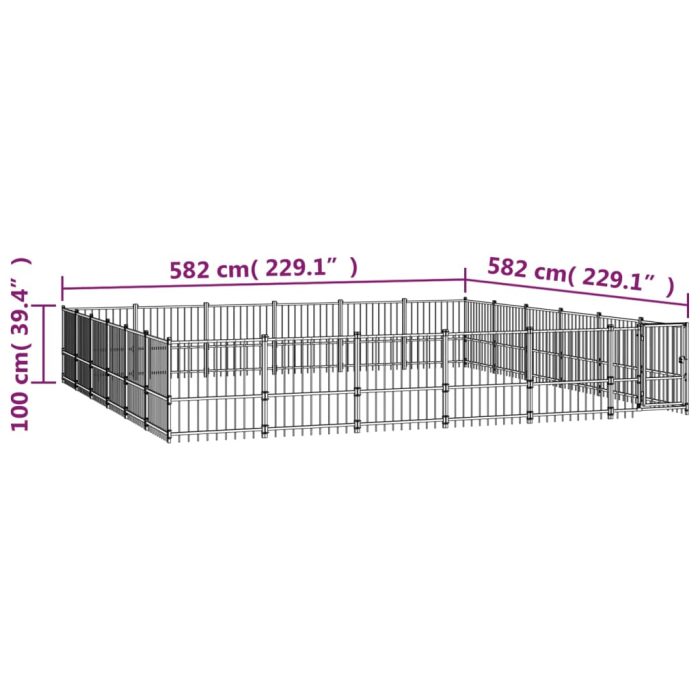 TrendyXL Hondenkennel voor buiten 33,87 m² staal