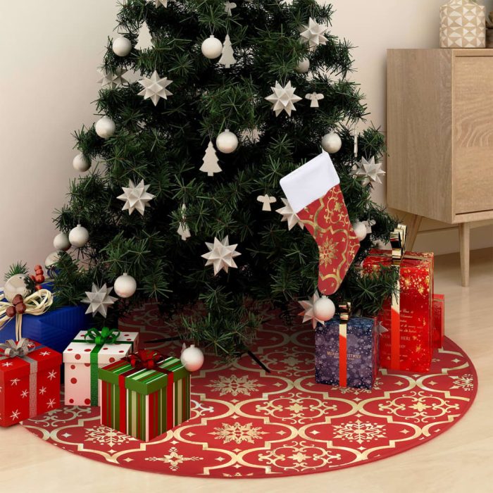 TrendyXL Kerstboomrok luxe met sok 90 cm stof rood