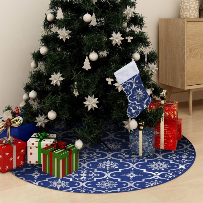 TrendyXL Kerstboomrok luxe met sok 150 cm stof blauw