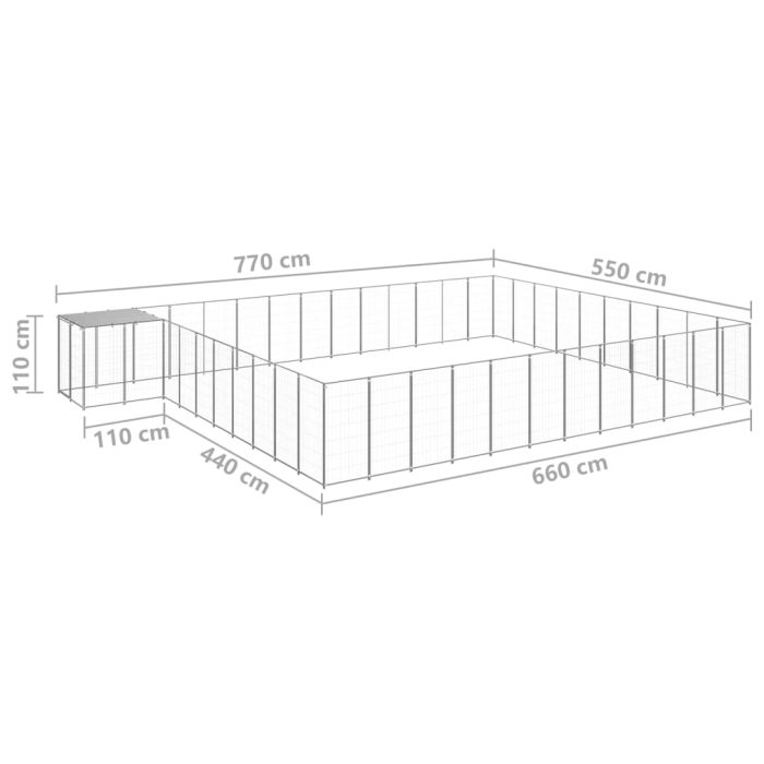 TrendyXL Hondenkennel 37,51 m² staal zilverkleurig