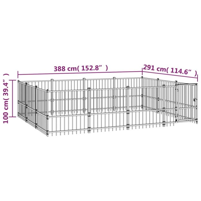 TrendyXL Hondenkennel voor buiten 11,58 m² staal