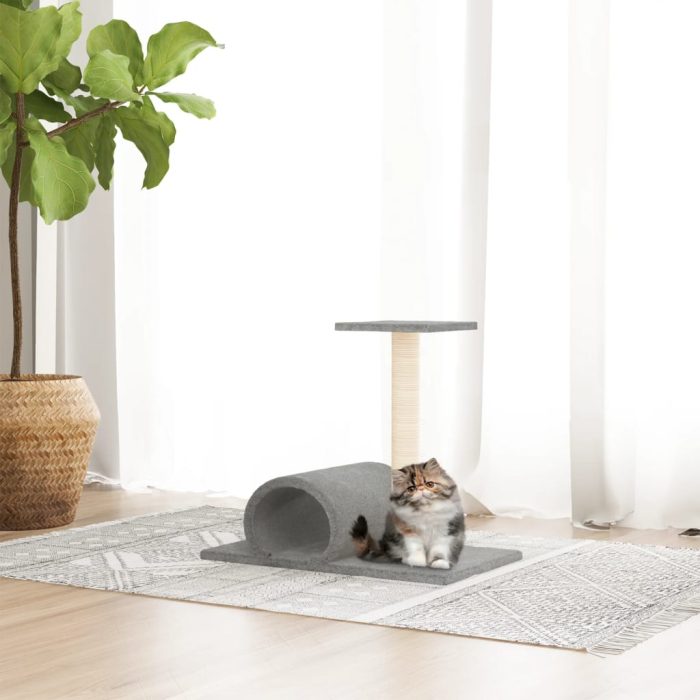 TrendyXL Kattenmeubel met tunnel 60x34,5x50 cm lichtgrijs