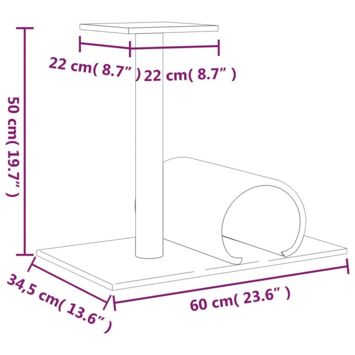 TrendyXL Kattenmeubel met tunnel 60x34,5x50 cm lichtgrijs