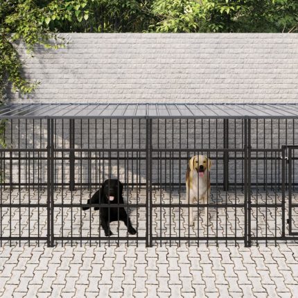 TrendyXL Hondenkennel met dak 18,77 m² staal