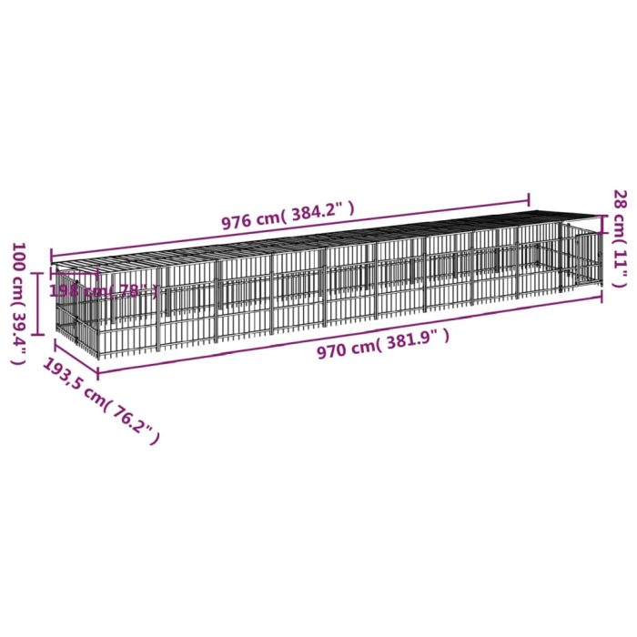 TrendyXL Hondenkennel met dak 18,77 m² staal