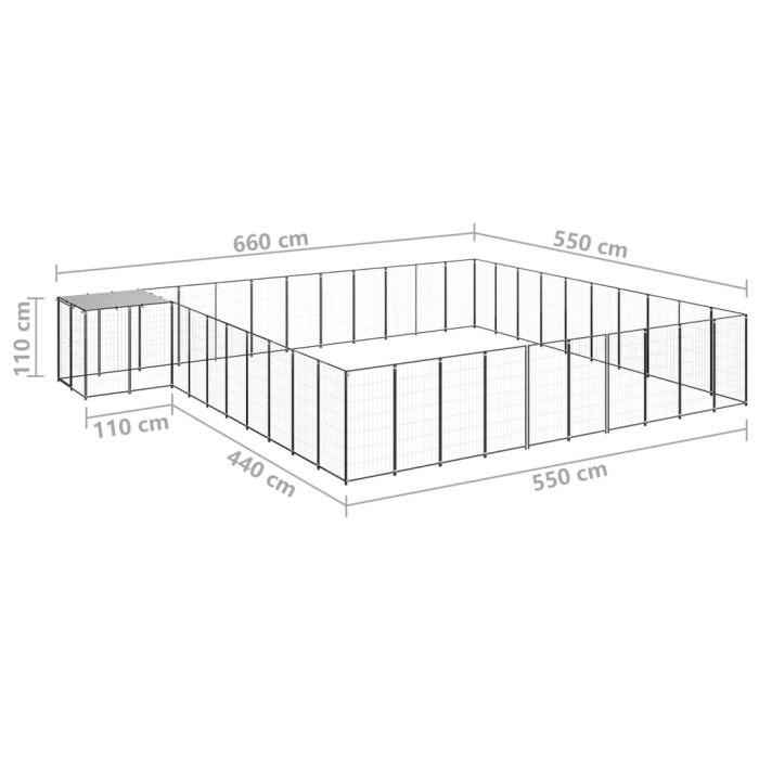 TrendyXL Hondenkennel 31,46 m² staal zwart