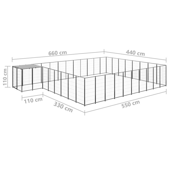 TrendyXL Hondenkennel 25,41 m² staal zwart