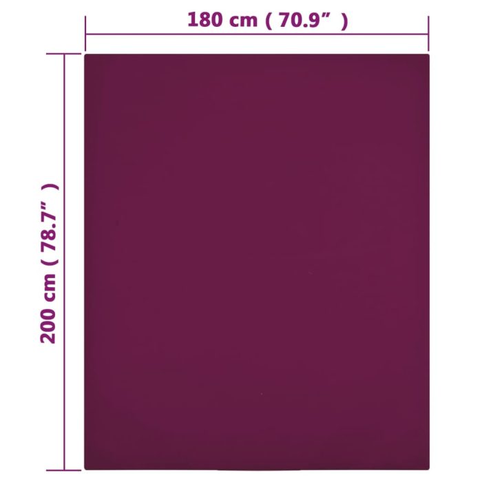 TrendyXL Hoeslaken jersey 180x200 cm katoen bordeauxrood