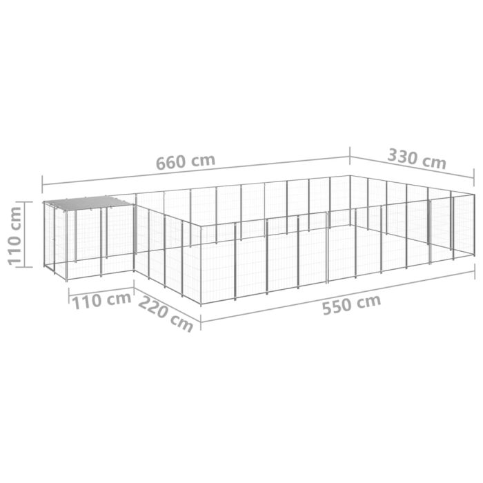 TrendyXL Hondenkennel 19,36 m² staal zilverkleurig