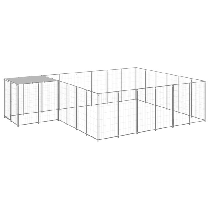 TrendyXL Hondenkennel 12,1 m² staal zilverkleurig